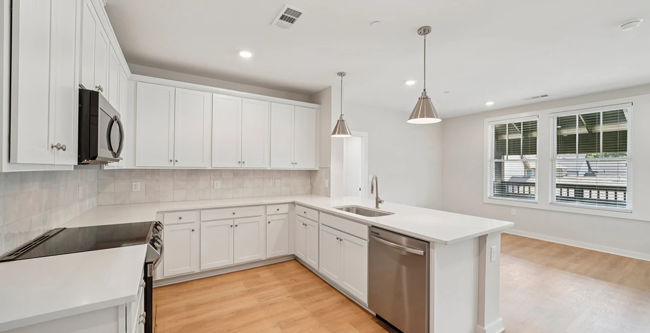 large open concept kitchen at arise knox square